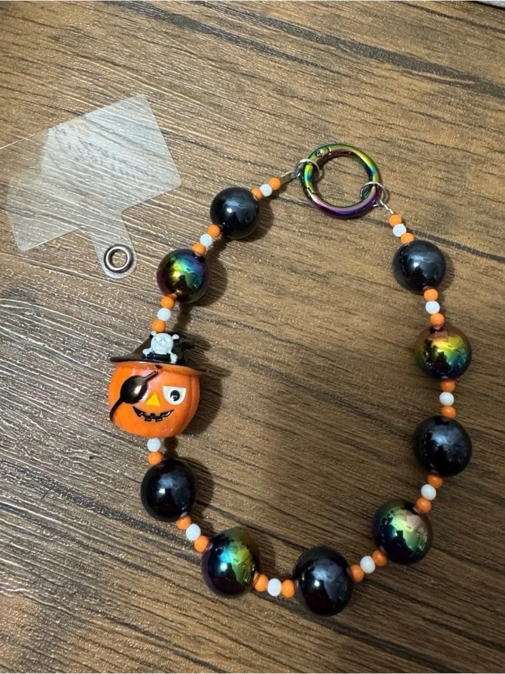 Halloween Pumpkin Pirate Charm Rainbow Chrome Phone/Key/Bag Chain #P547